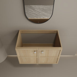 English Elm 30" Modern Wall-Mounted Bathroom Vanity Cabinet, Oak Plywood Finish, 2 Soft-Close Doors, Hardware Included W1972P265284