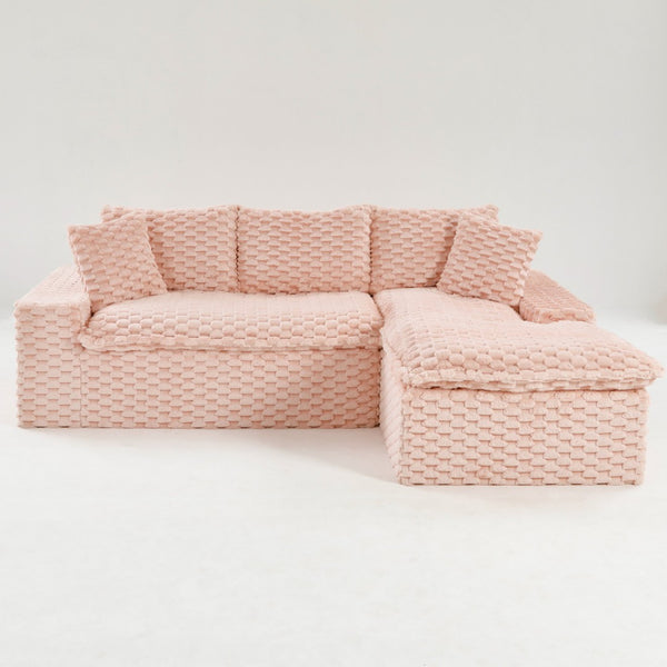 English Elm Pink Turtle Velvet Convertible Sofa: Plush, Stylish Twin-Seat With Chaise Lounge For Ultimate Comfort W3371S00028-GIGA