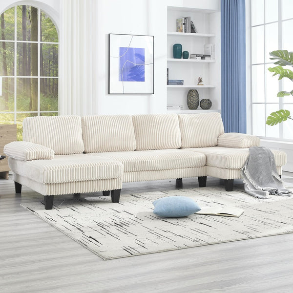 English Elm U-Shaped 4-Seat Sofa With Double Chaise - Luxurious Velvet Comfort For Modern Living Spaces W2705S00014-GIGA