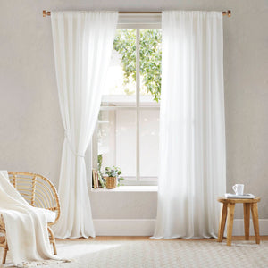 English Elm 2 Pcs 52X63" White Rod Pocket Back Tab Privacy Curtains Pair For Soft Light Control & Style B035P319834
