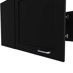 English Elm Wall Wall Cabinet 2-Door Black Wengue Engineered Wood Kitchen Storage Modern Compact Durable Design B097P350282