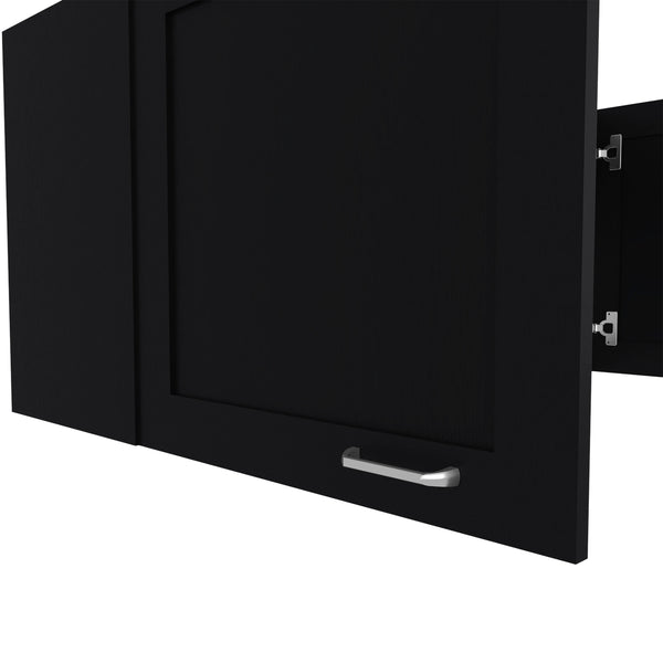 English Elm Wall Wall Cabinet 2-Door Black Wengue Engineered Wood Kitchen Storage Modern Compact Durable Design B097P350282
