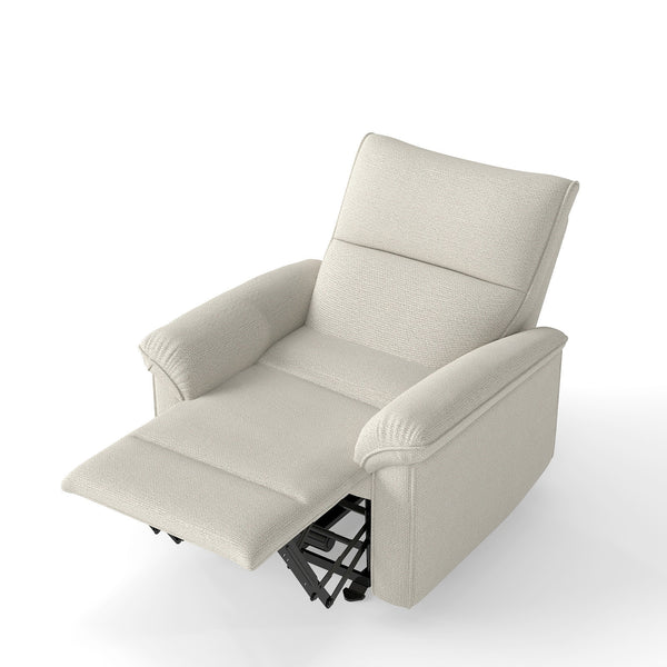 English Elm Wall Zero Wall Power Recliner Chair with Overstuffed Backrest, USB Type-C Charging Port, Space-Saving Electric Recliner for Small Rooms Beige+Grey W1028S00053
