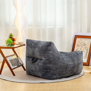 English Elm Bean Bag Lounge Chair Oversized Corduroy Shredded Foam Armrest Adult Floor Sofa Gray W2510P237806