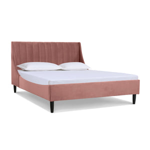 English Elm Jennifer Taylor Home - Aspen Vertical Tufted Headboard Platform Bed Set - Queen Ash Rose Velvet For Luxurious Comfort & Style B2719P238509
