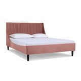 English Elm Aspen Vertical Tufted Headboard Platform Bed Set, Queen, Ash Rose Pink Velvet