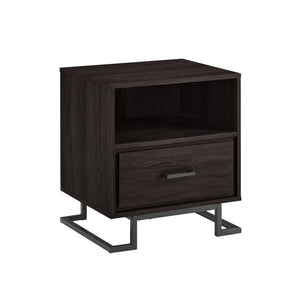 English Elm Walker Edison - Contemporary Charcoal Metal & Wood 1-Drawer Nightstand with Open Cubby, Durable MDF, Sleek Legs B185P168979