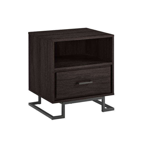 English Elm Walker Edison - Contemporary Charcoal Metal & Wood 1-Drawer Nightstand with Open Cubby, Durable MDF, Sleek Legs B185P168979