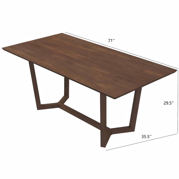 English Elm Ashcroft Furniture - Marina Solid Wood Dining Table Brown — Rectangular 4-6 Seater, Kiln-Dried Durable Structure, Modern Polygonal Legs B183S00003