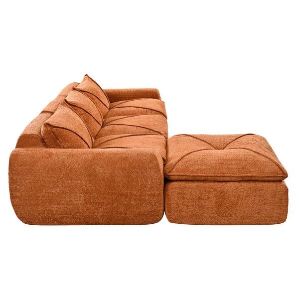 English Elm 116'' Fully Compressed Sofa with Legless Chenille Design, High-Density Comfort, Modular Flexibility and No Assembly Required Orange N723S9707G