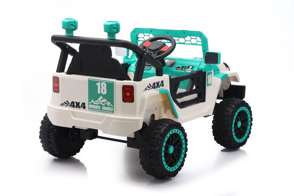 English Elm 12v Ride on Toddler Car with Remote Control Spring Suspension and Off Road 4x4 Drive White+Green W3822P371909