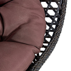 English Elm Egg Swing Chair Freestanding Woven Rattan Basket Seat with Cushion for Patio Bedroom W1512P494633