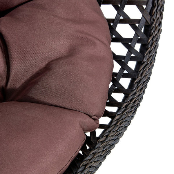 English Elm Egg Swing Chair Freestanding Woven Rattan Basket Seat with Cushion for Patio Bedroom W1512P494633