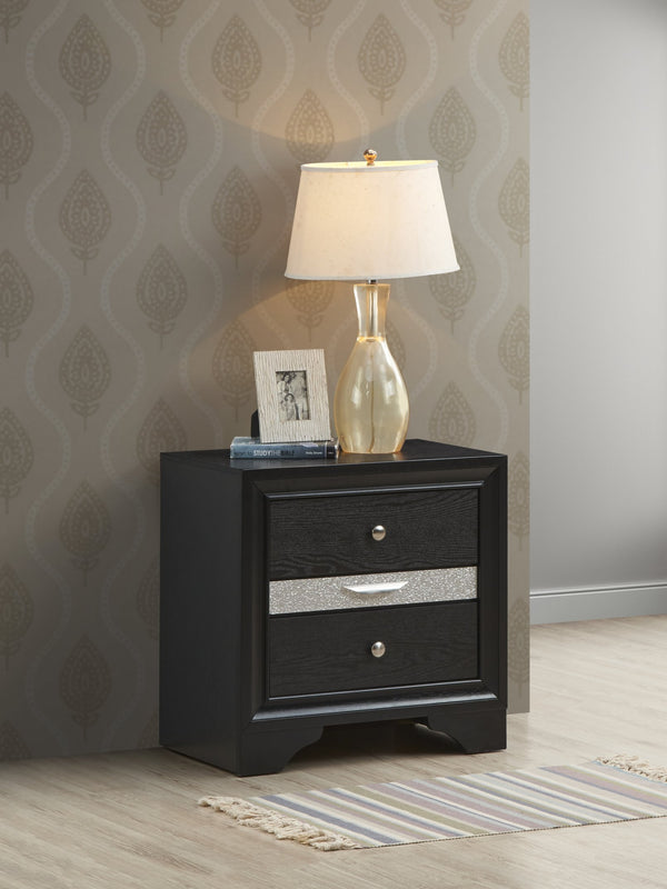 English Elm Madrid three-drawer nightstand with felt-lined top drawer, durable laminate wood grain finish and solid trim Black 29 L x 29 W x 19 H B078P286062