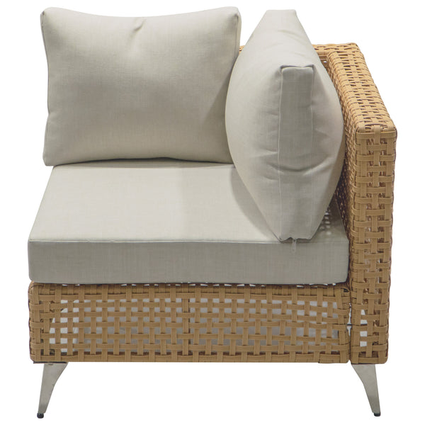 English Elm K&K 8-Piece Patio Conversation Set with 43" 60,000 BTU Propane Fire Pit, UV Wicker & Thick Cushions Beige,Orange N707S000012Z