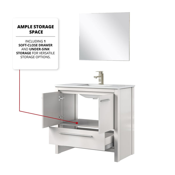 English Elm White Bath Vanity Set With Cultured Marble Top, Brushed Nickel Faucet & 28” Mirror For Easy Install B2731S02080-GIGA