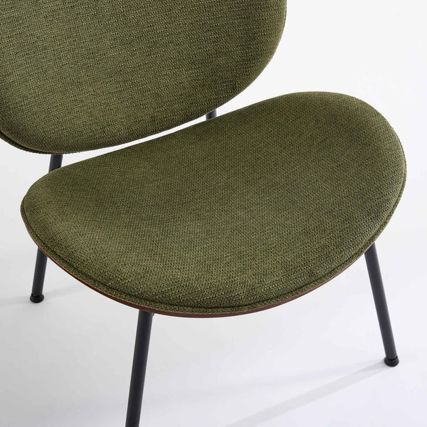 English Elm Mid-Century Shell Chair with Walnut Wood Grain Veneer, Wide Curved Seat, Durable Metal Legs, 330lb Capacity Green W1143P214256