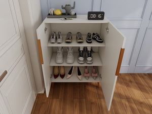 English Elm Modern White Sideboard with Gold Handles - Ancient White Engineered Wood Buffet, Durable Storage Organizer W2139P306488