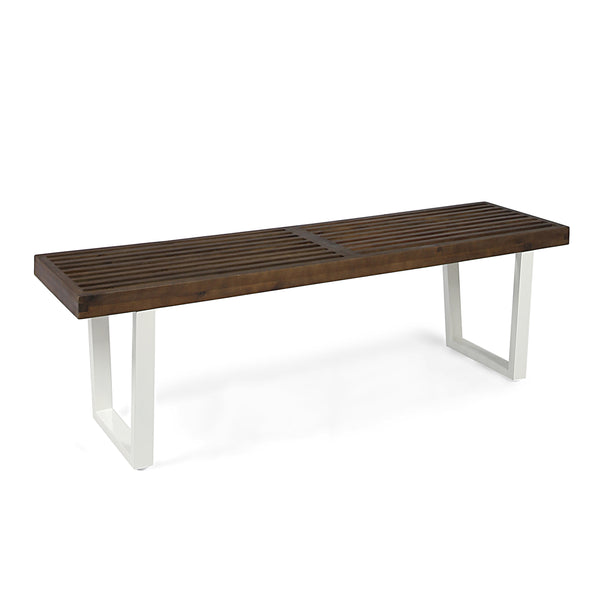 English Elm Christopher Knight Home® - Dining Bench - Acacia Wood Outdoor Seating with Sturdy Iron Legs, Rustic-Modern Patio Accent, 64" 63351.00WDBRNMP1