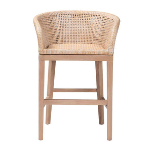 English Elm Modern Seagrass Woven Acacia Wood Counter Stool with Padded Seat for Kitchen Islands B2750P467720