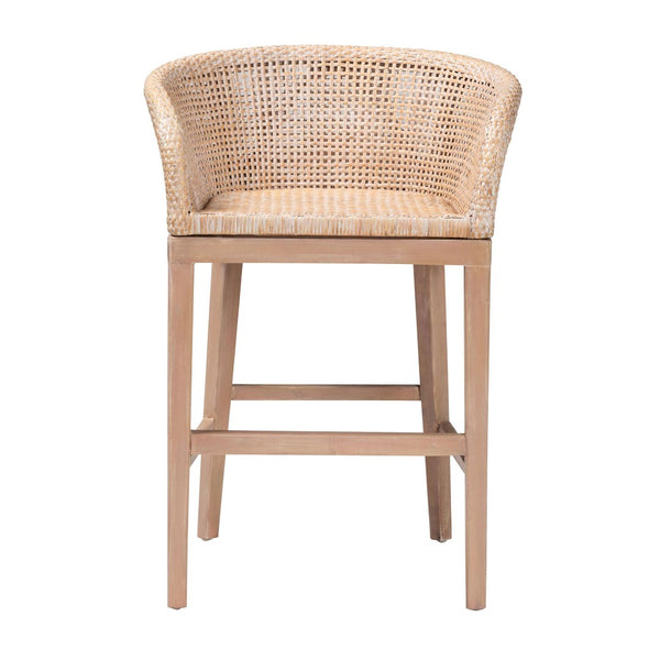 English Elm Modern Seagrass Woven Acacia Wood Counter Stool with Padded Seat for Kitchen Islands B2750P467720