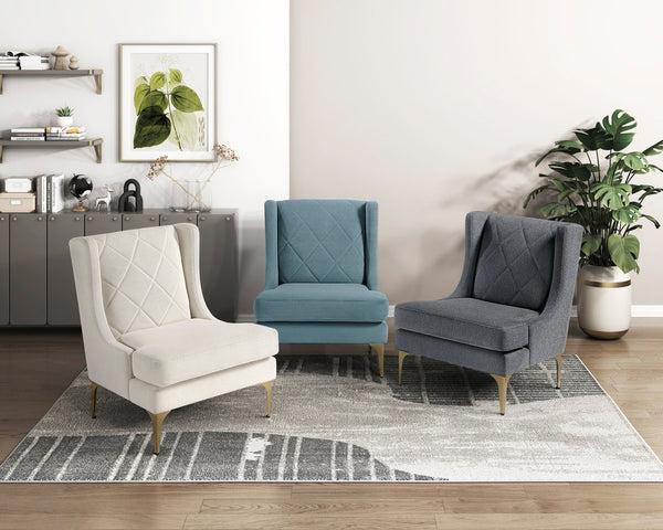 English Elm Modern Luxury Chenille Upholstery Wingback Accent Chair with Diamond Stitching, Gold Metal Legs and Reversible Cushion for Durable Comfort and Style Dark Gray 32.5 L x 28 W x 19 H B011P308541