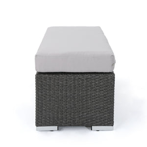 English Elm Christopher Knight Home® - SANTA ROSA BENCH all-weather wicker outdoor seating with foam cushion, lightweight, 300 lb capacity Grey+Silver 48 L x 19 W x 13.5 H N776P339315E