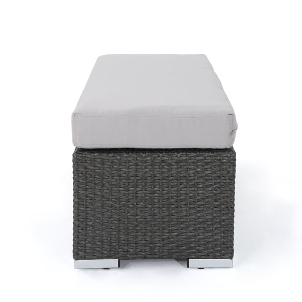 English Elm Christopher Knight Home® - SANTA ROSA BENCH all-weather wicker outdoor seating with foam cushion, lightweight, 300 lb capacity Grey+Silver 48 L x 19 W x 13.5 H N776P339315E