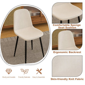 English Elm 63-Inch Farmhouse Industrial Dining Table Set With 4 Beige Chairs - Rustic Charm For Dining & Patio W2699S00065