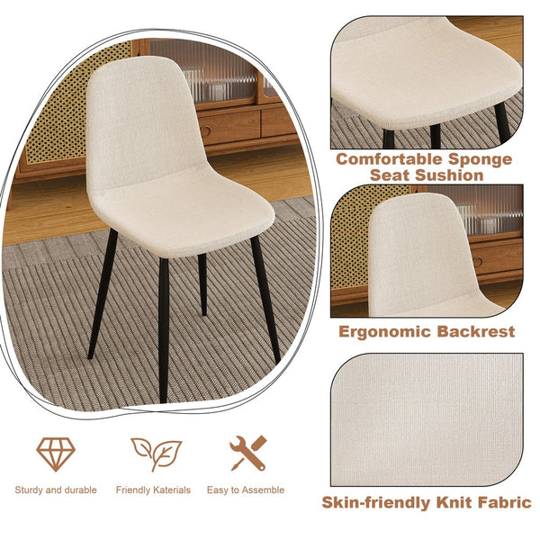 English Elm 63-Inch Farmhouse Industrial Dining Table Set With 4 Beige Chairs - Rustic Charm For Dining & Patio W2699S00065