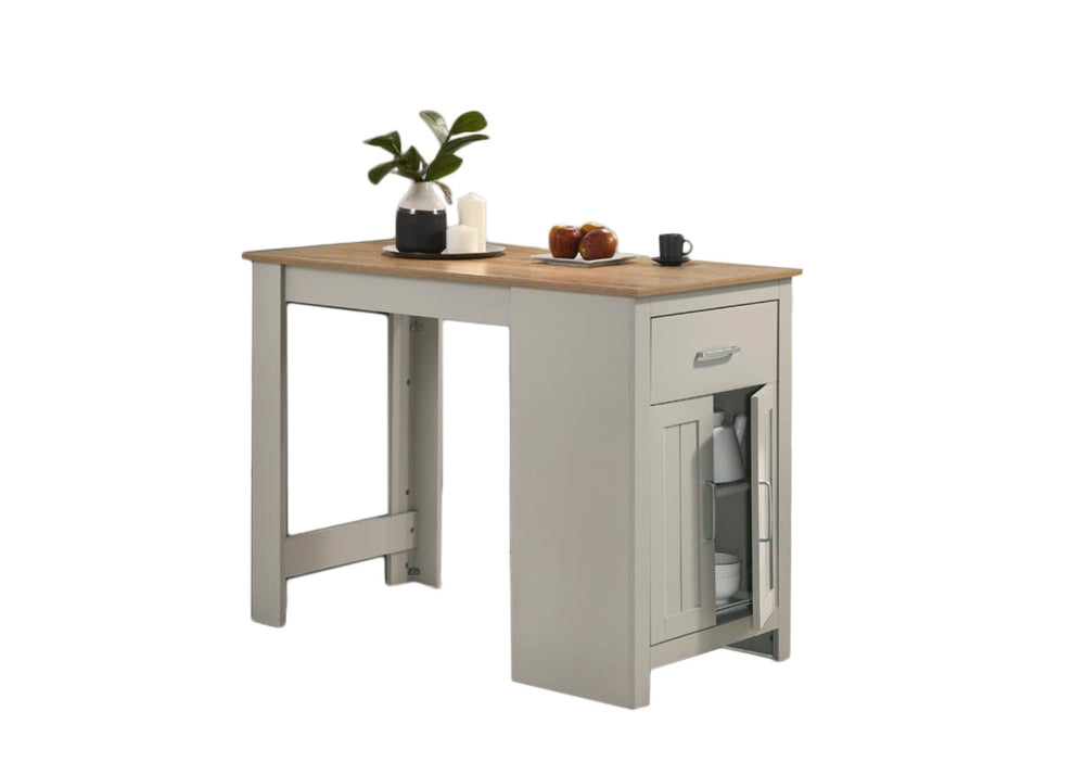 English Elm Alfonso Oak Finish Counter Height Dining Table with Built-in Cabinet Drawer Storage B2749P413181