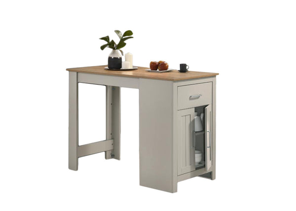 English Elm Alfonso Oak Finish Counter Height Dining Table with Built-in Cabinet Drawer Storage B2749P413181