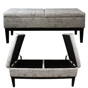English Elm 19.5" Plush Upholstered Storage Bench with Dual Lift, Old-World Print Multicolor, 48" Seat, Sturdy Frame B072116481