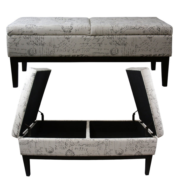 English Elm 19.5" Plush Upholstered Storage Bench with Dual Lift, Old-World Print Multicolor, 48" Seat, Sturdy Frame B072116481
