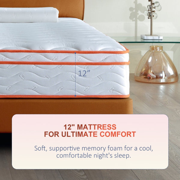 English Elm King Hybrid Mattress Euro Top Gel Foam Pocket Springs Medium Firm Lumbar Relief W3203P348790