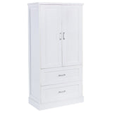 English Elm Tall Bathroom Storage Cabinet, Cabinet With Two Doors and Drawers, Adjustable Shelf, Mdf Board, White