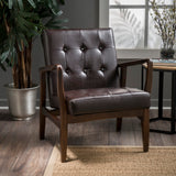 Christopher Knight Home® - Noble House - Marcola Mid Century Modern Faux Leather Club Chair with Wood Frame