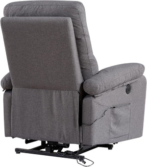English Elm Contemporary Grey Fabric Lift Chair Recliner with Electric Lift, Ergonomic Support & Side Pockets B347P339643