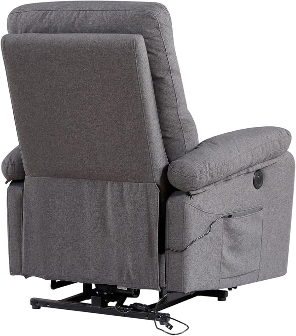 English Elm Contemporary Grey Fabric Lift Chair Recliner with Electric Lift, Ergonomic Support & Side Pockets B347P339643