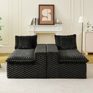 English Elm Luxury Turtle Velvet Multifunctional Sofa - Modular 4-Seat Design, Ergonomic Sponge Cushions, 400lbs Capacity, Stylish Living Room Centerpiece W3371S00035