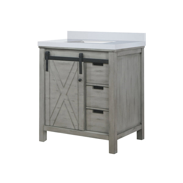 English Elm Ash Grey Bath Vanity 30" W X 22" D With Durable Cultured Marble Top & Ample Storage Solutions B2731P260109
