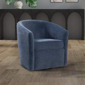 English Elm Oaklynn Barrel Swivel Accent Chair in Durable Performance Fabric — Stain-Resistant, 360° Comfort Navy B050P281008