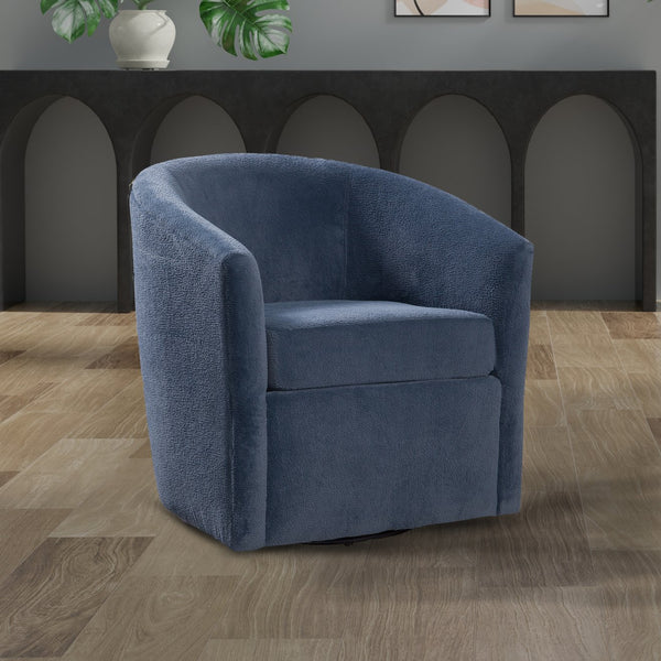 English Elm Oaklynn Barrel Swivel Accent Chair in Durable Performance Fabric — Stain-Resistant, 360° Comfort Navy B050P281008