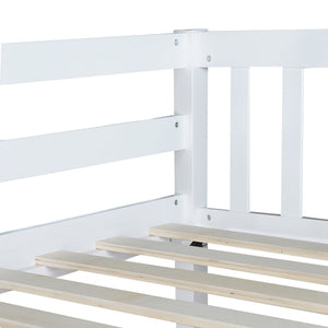 English Elm Full Full Over Full Bunk Bed In White - Durable Rubberwood With 2 Drawers, Converts To 2 Beds, Safe Design W504S00195