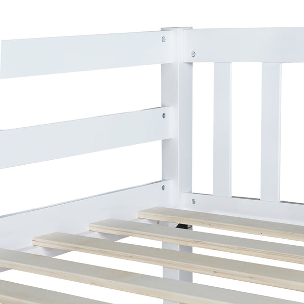 English Elm Full Full Over Full Bunk Bed In White - Durable Rubberwood With 2 Drawers, Converts To 2 Beds, Safe Design W504S00195