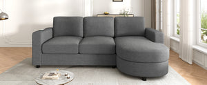 English Elm Modern L-Shaped Sectional Sofa With Curved Chaise, Usb Ports & Storage, Soft Chenille, Grey Finish N719S002170E
