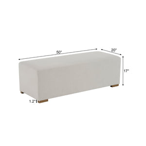 English Elm Christopher Knight Home® - Simple White Long Ottoman — Nordic Fabric Bench for Entry, Living & Bedroom, 51" Durable Seat, 17" H N769P296340W