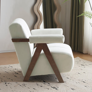 English Elm Christopher Knight Home® - Mid Century Modern Barrel Chair with Solid Wood Frame, Plush Tufted Velvet Ivory Seat, Cozy 28.5" Wide Lounge N765P197467W