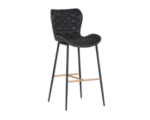 Sunpan Lyla Stylish Barstool Set of 2 with Diamond-Stitched Seat and Chic Gold Accents for Modern Spaces Antique Black