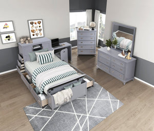 English Elm Gray Lacquer Six Drawer Dresser with Dovetail Wood Construction for Modern Bedrooms Gray B011P463881